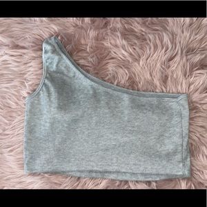 Gray one shoulder crop top